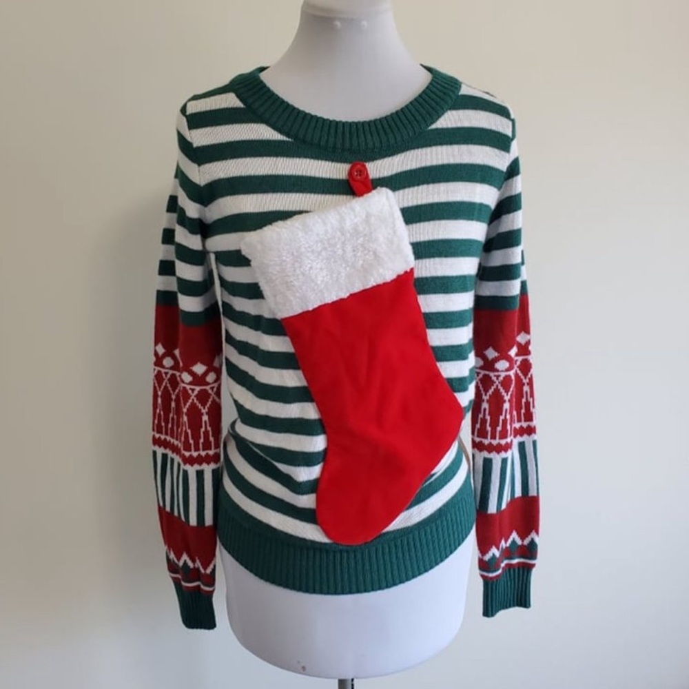 Tipsy Elves Sweater with Stuff-able Stocking Ugly Sweater Size Small